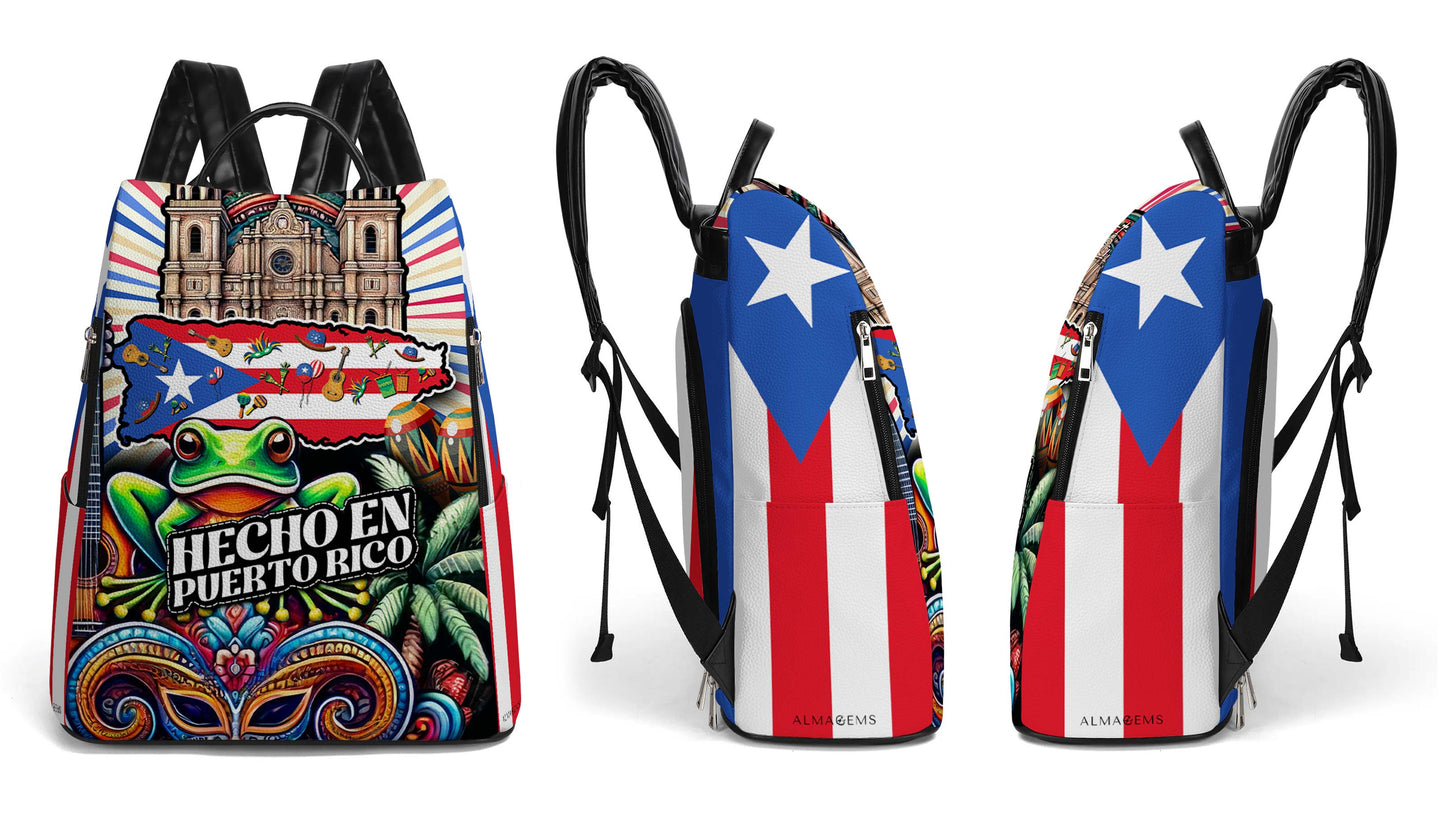 Hecho En Puerto Rico - Personalized Custom Leather BackPack - BP_MX14