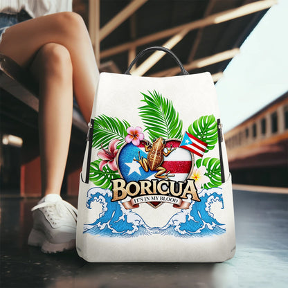 BORICUA. IT'S IN MY BLOOD - Personalized Custom Leather BackPack - LA023_BP