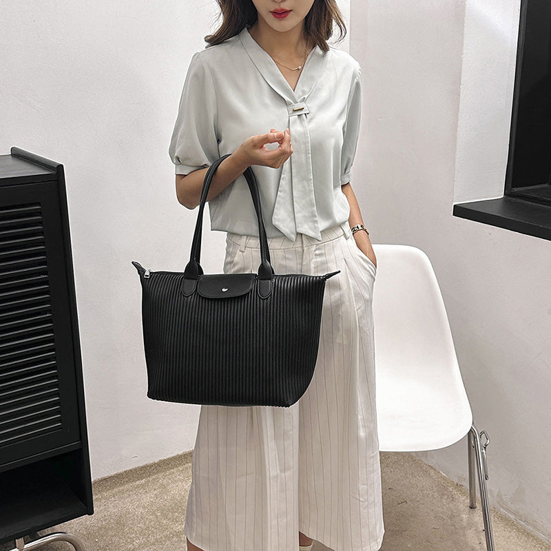 Top Handle Pleated Tote