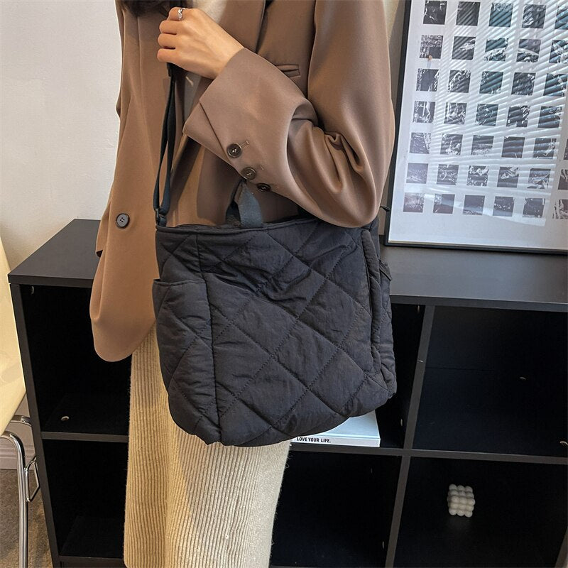 Olives Quilted Puffer Tote