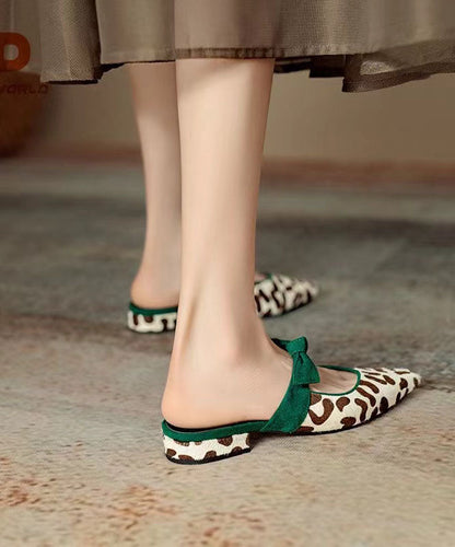 Boutique Horse Hair Bow Flat Slide Sandals Pointed Toe Summer