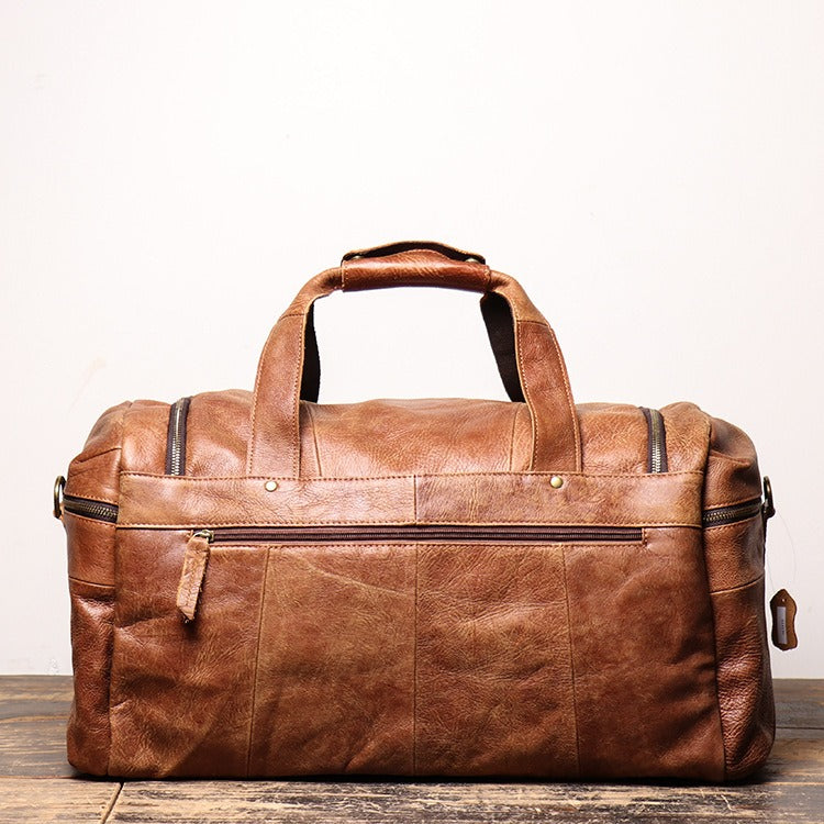 Top-Grain Leather Overnight Duffle Bag