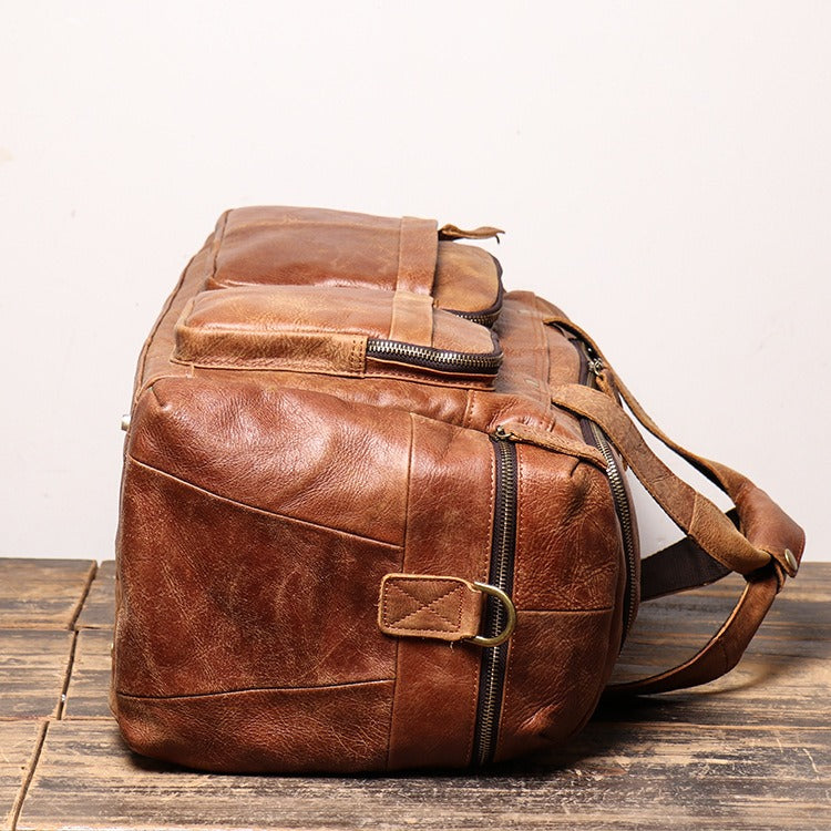 Top-Grain Leather Overnight Duffle Bag