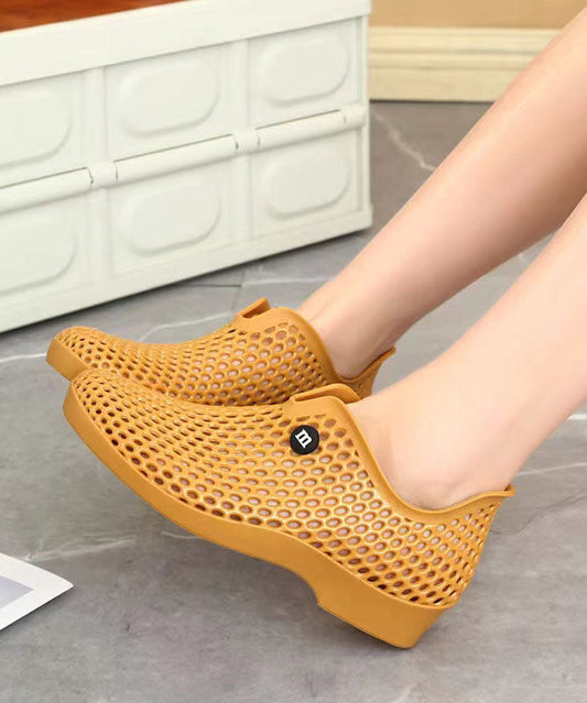 Casual Versatile Yellow Hollow Out Walking Sandals