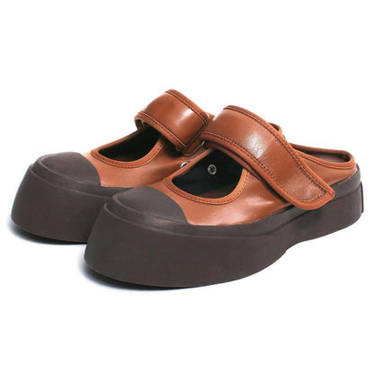 Chocolate Platform Buckle Strap Slide Sandals