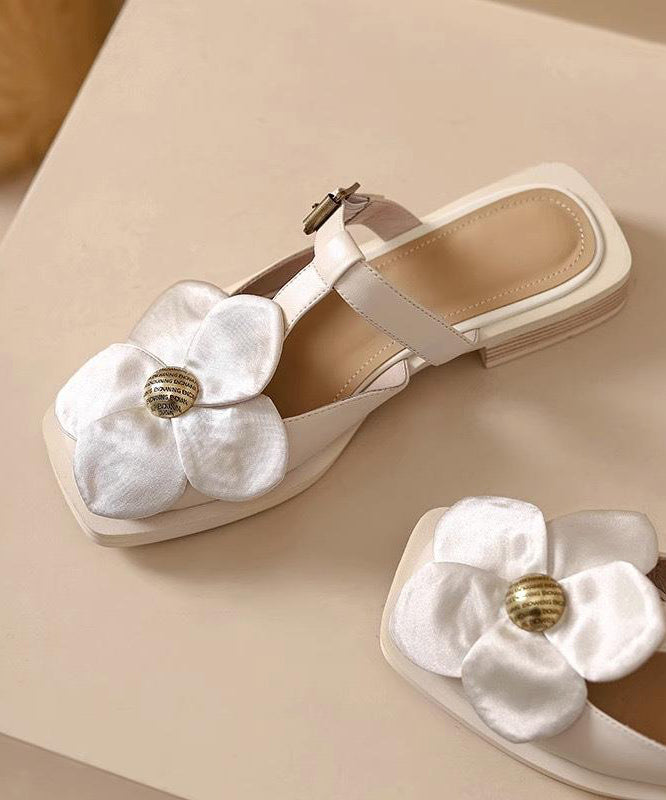 Classy Beige Floral Splicing Hollow Out Slide Sandals