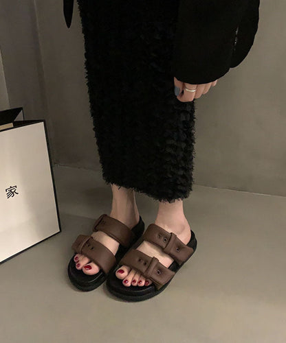 Coffee Slide Sandals Platform Comfortable Splicing Buckle Strap