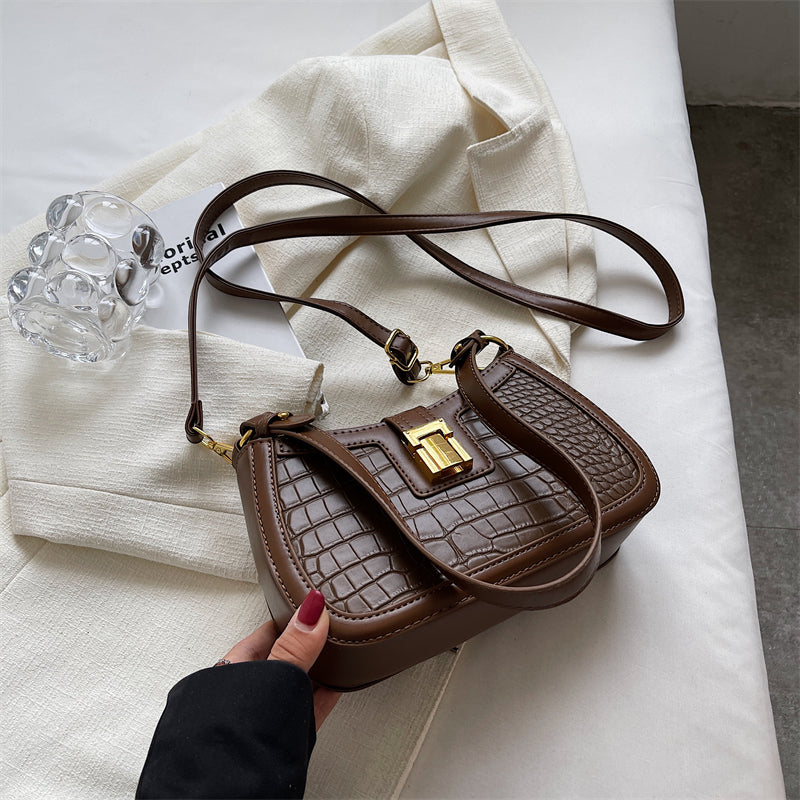 Alexis Croc Embossed Shoulder Bag