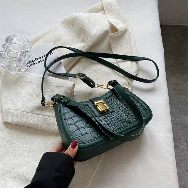 Alexis Croc Embossed Shoulder Bag