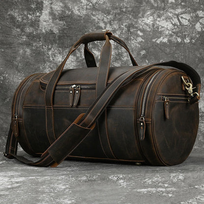 Classic Leather Weekender Duffle Bag