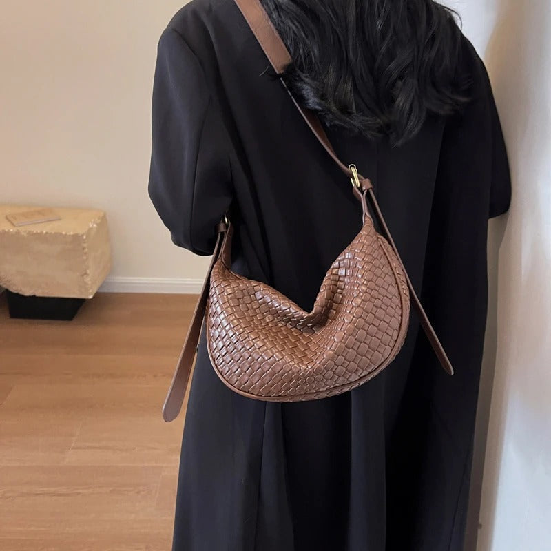 Woven Half Moon Bag