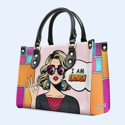 I Am Enough - Personalized Custom Leather Handbag - DB08