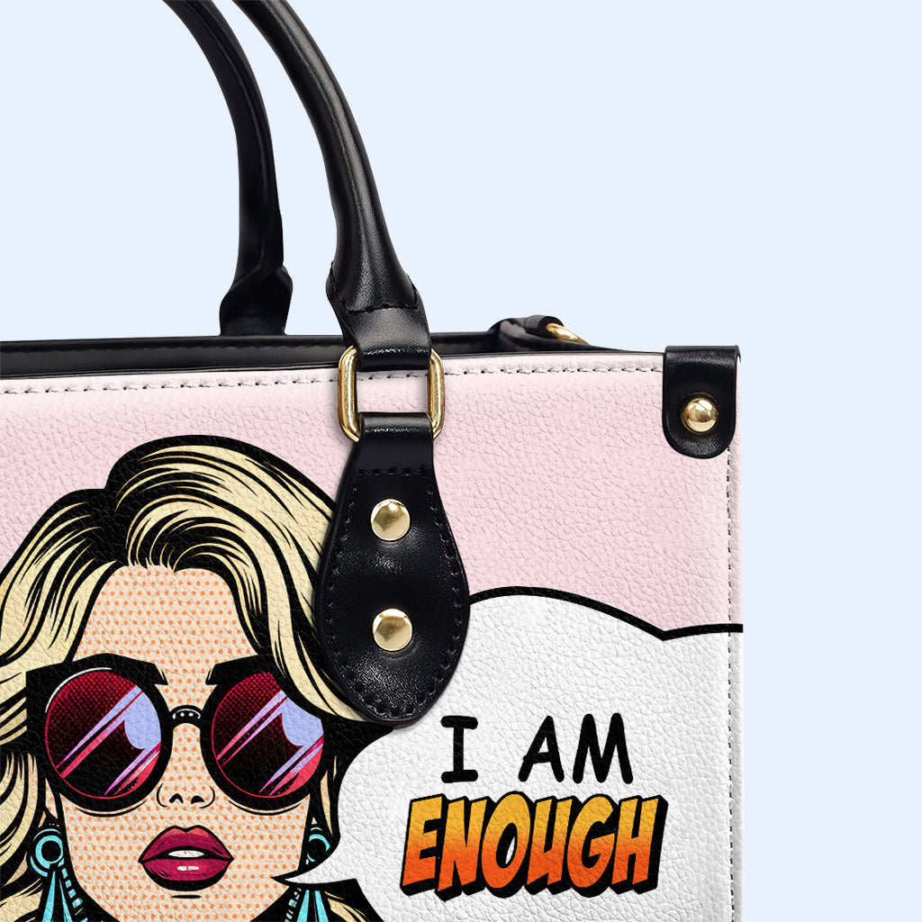 I Am Enough - Personalized Custom Leather Handbag - DB08