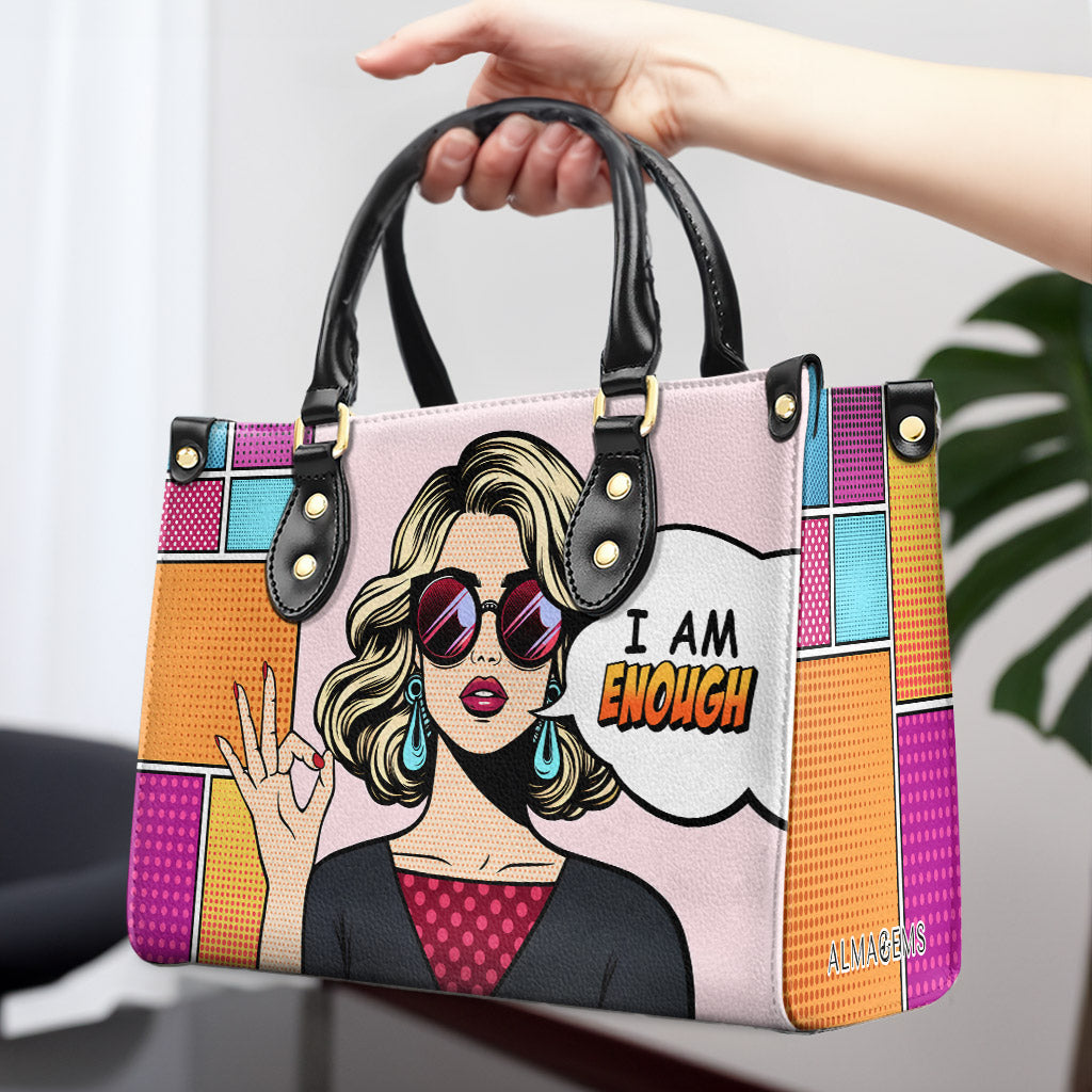 I Am Enough - Personalized Custom Leather Handbag - DB08