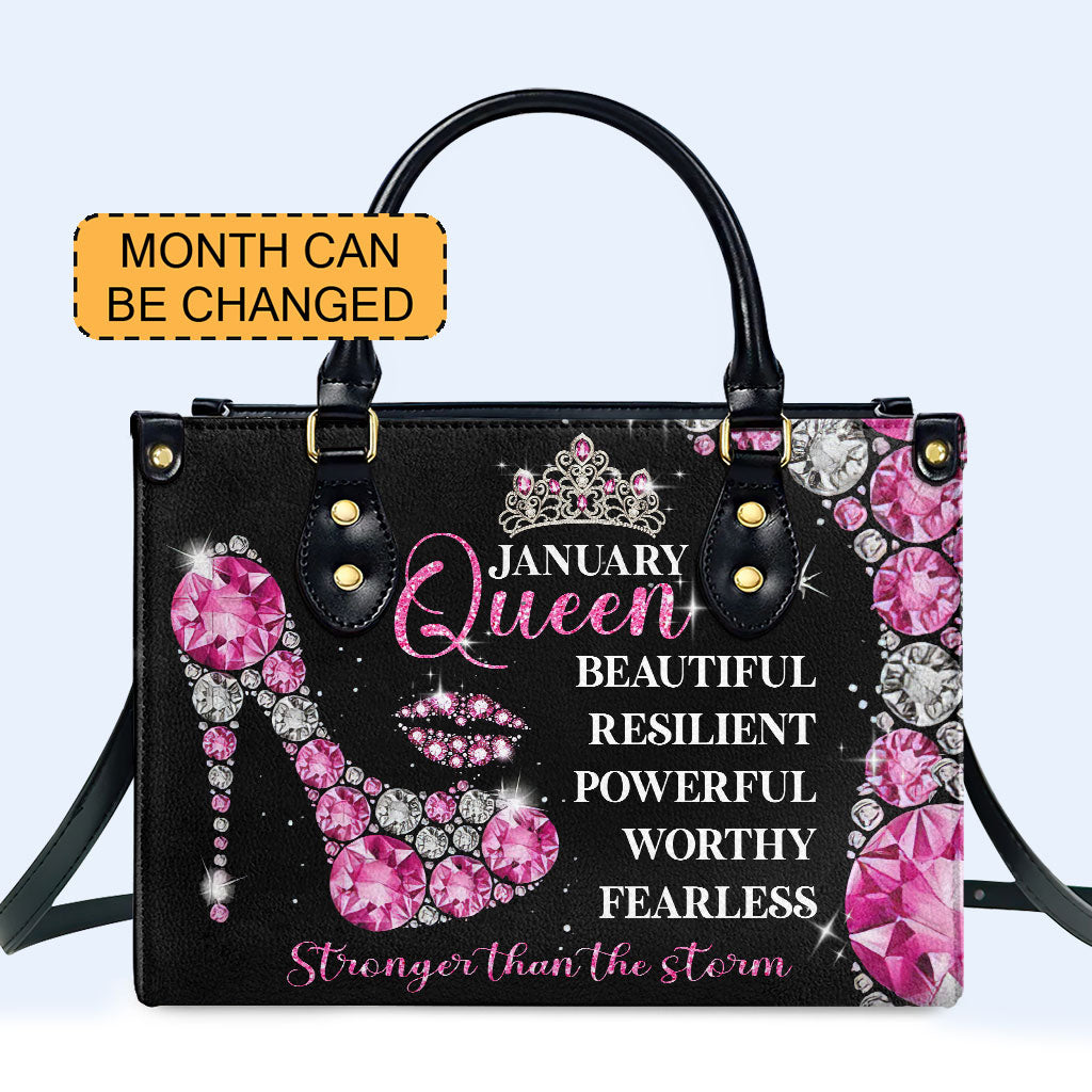 Month Queen - Personalized Custom Leather Handbag - DB24