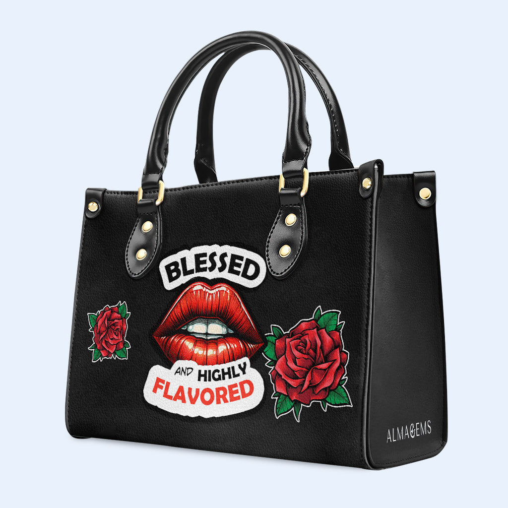 Blessed And Highly Flavored - Personalized Custom Leather Handbag - DB29