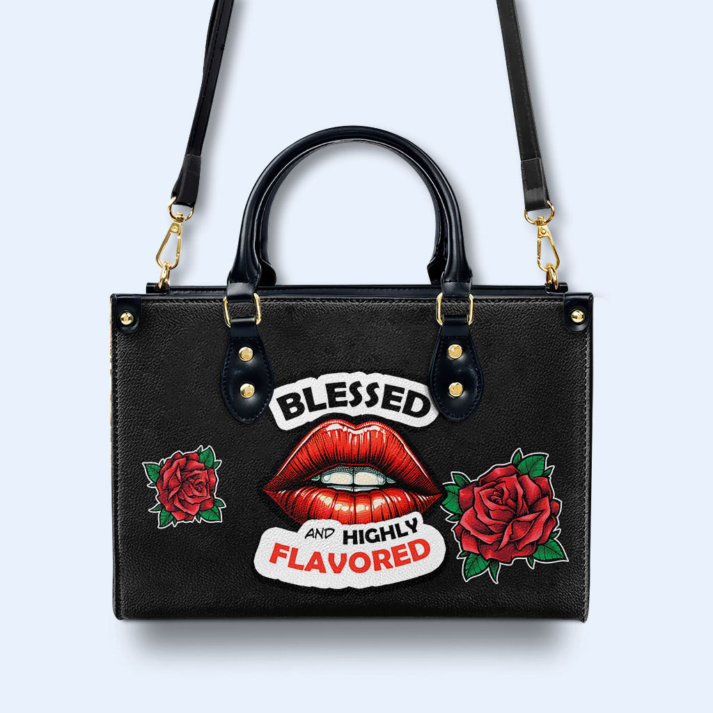 Blessed And Highly Flavored - Personalized Custom Leather Handbag - DB29