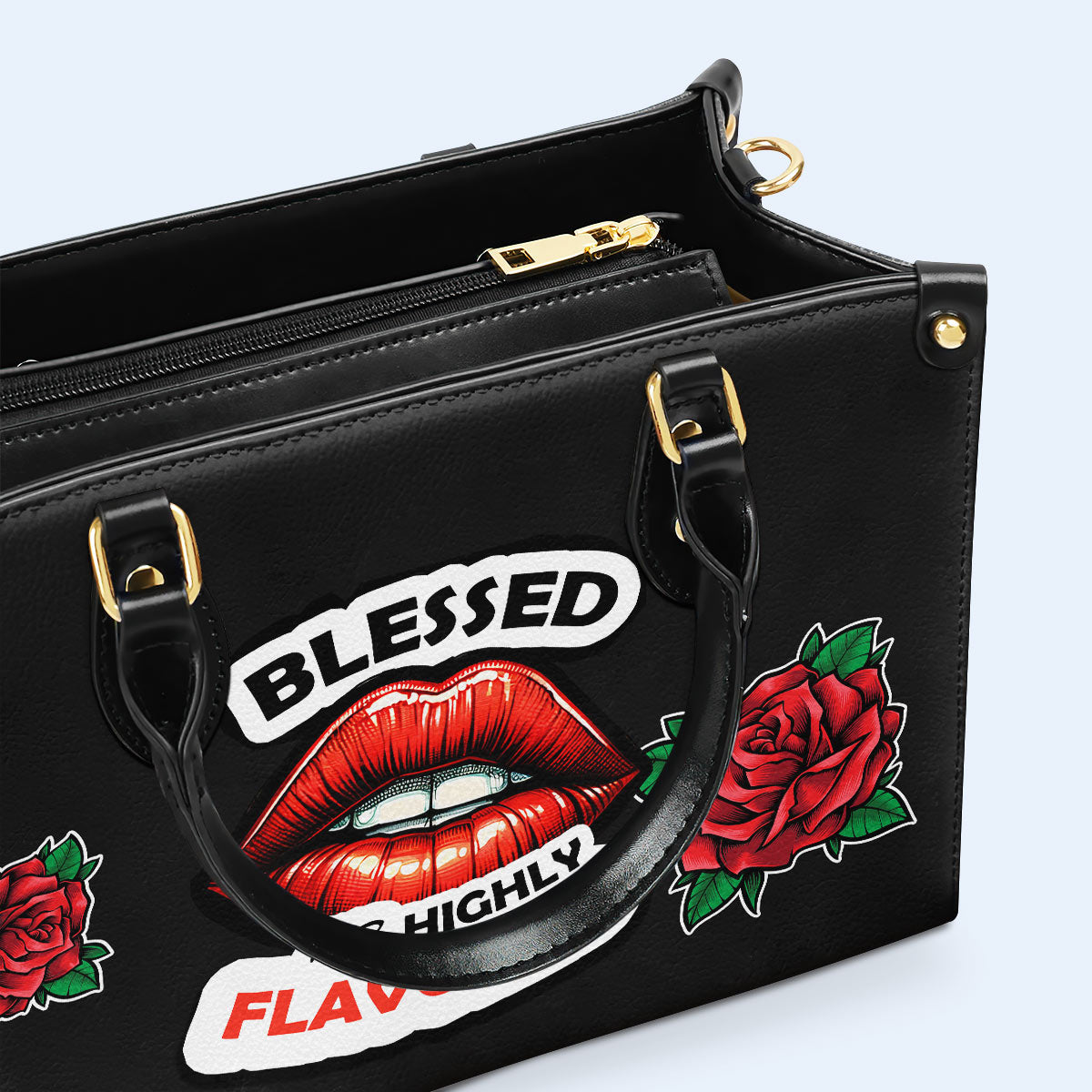 Blessed And Highly Flavored - Personalized Custom Leather Handbag - DB29