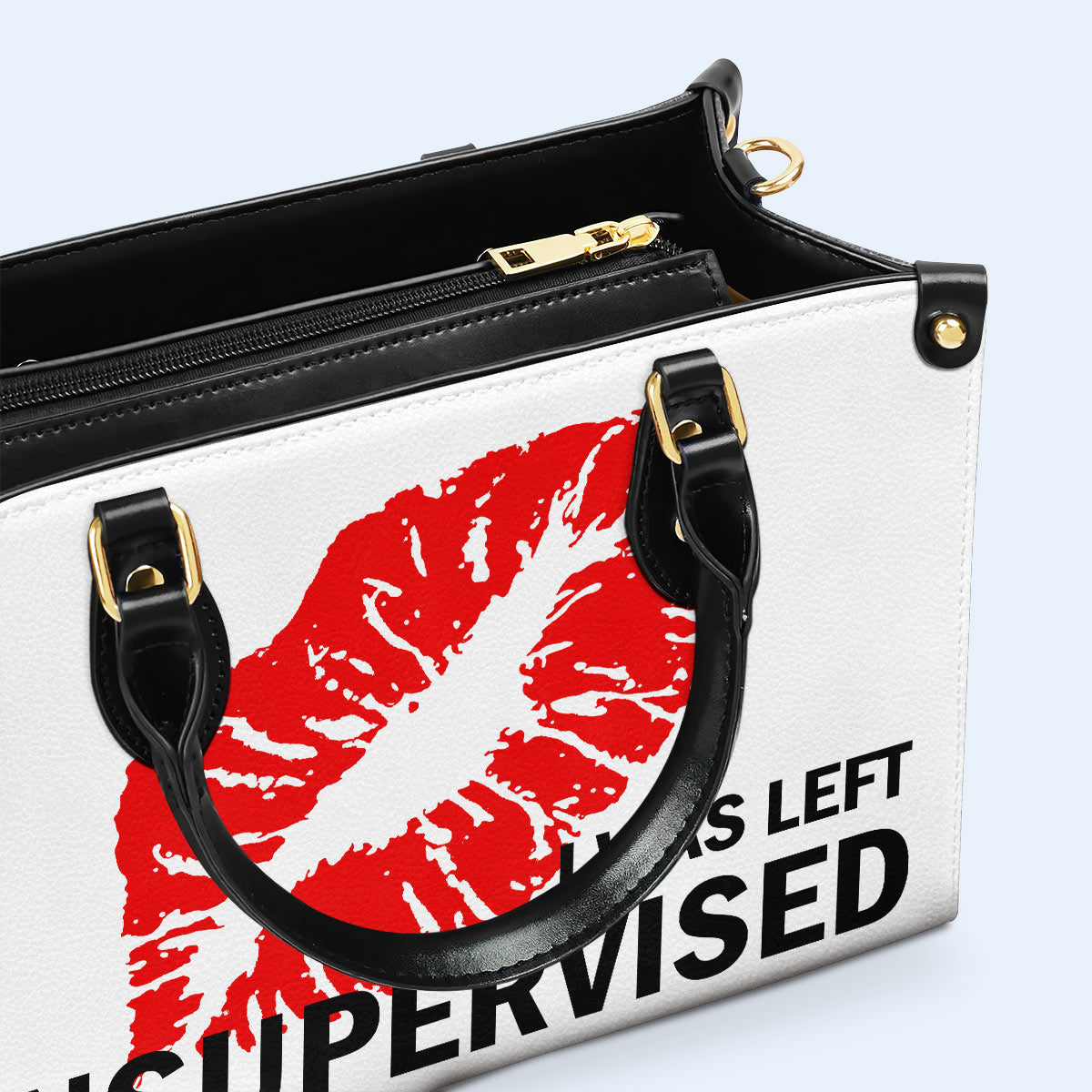 I Was Left Unsupervised - Personalized Custom Leather Handbag - DB32