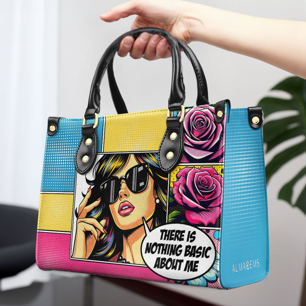 There Is Nothing Basic About Me - Personalized Custom Leather Handbag - QCUS001_HB