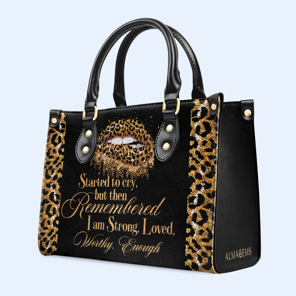 Remembered I Am Strong - Personalized Custom Leather Handbag - DB40