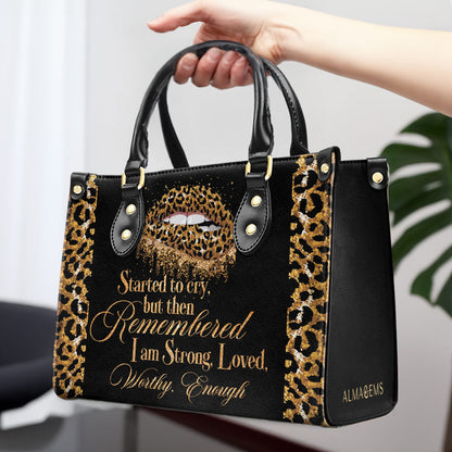 Remembered I Am Strong - Personalized Custom Leather Handbag - DB40