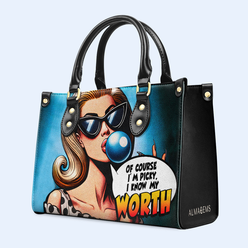 Know My Worth - Personalized Custom Leather Handbag - DB58