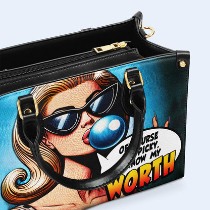 Know My Worth - Personalized Custom Leather Handbag - DB58