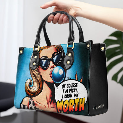 Know My Worth - Personalized Custom Leather Handbag - DB58