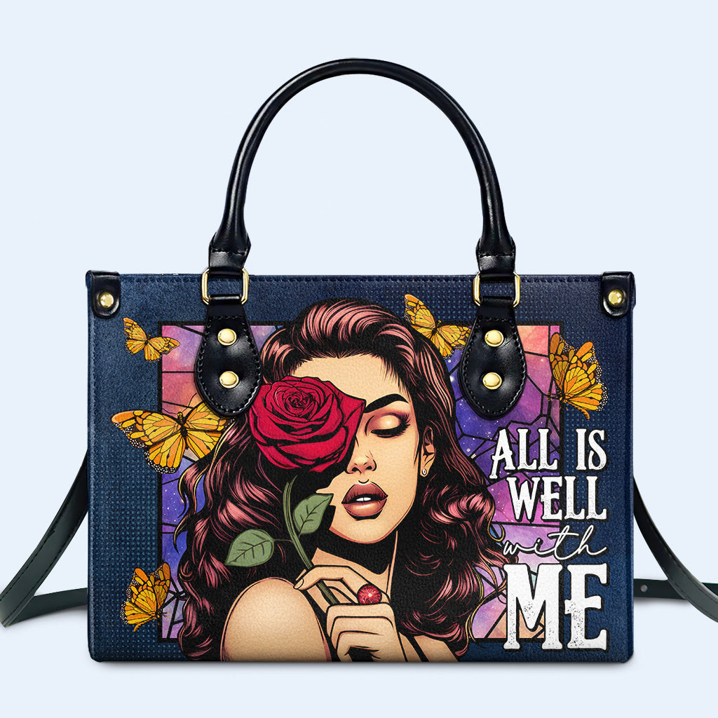 All Is Well With Me - Personalized Custom Leather Handbag - DB63