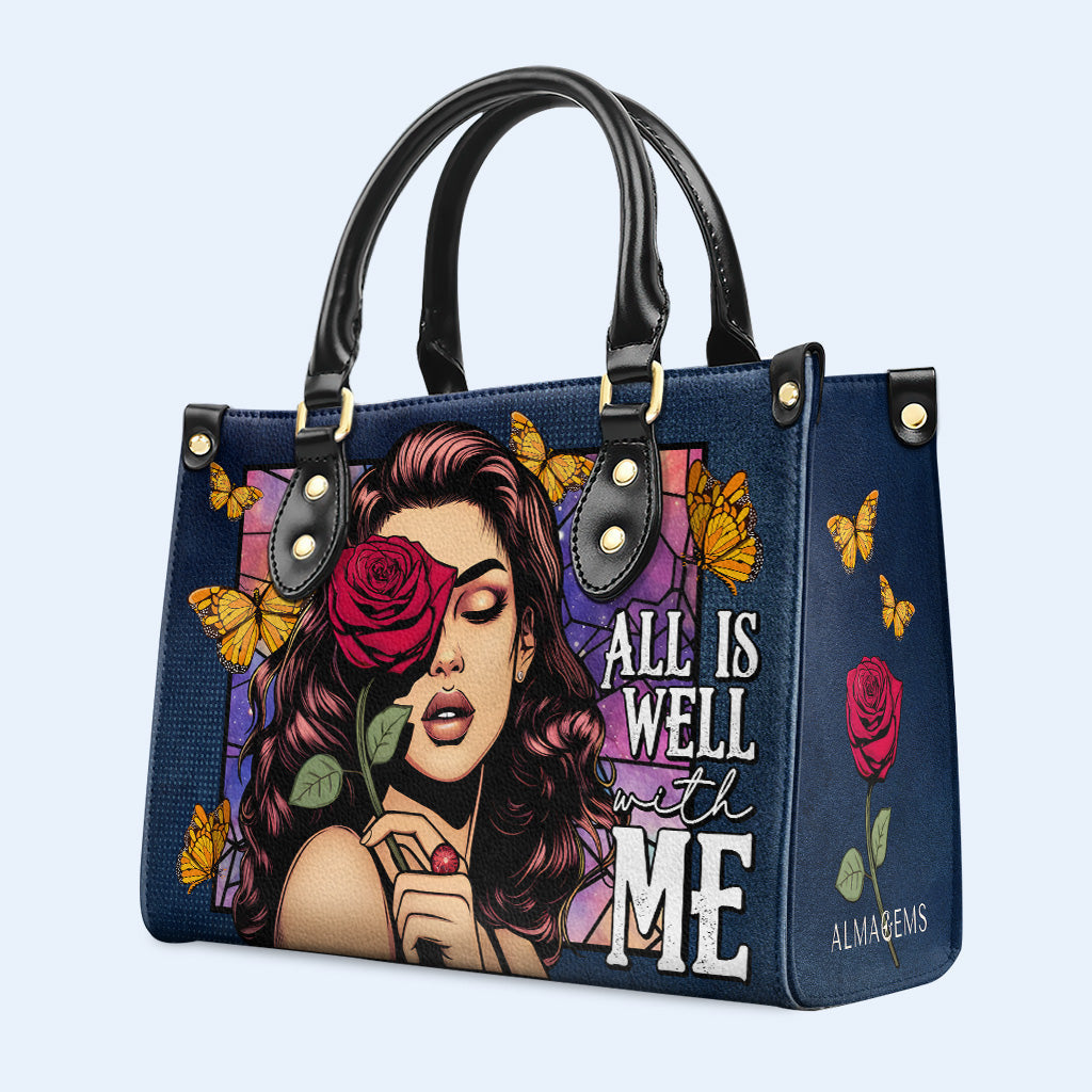 All Is Well With Me - Personalized Custom Leather Handbag - DB63