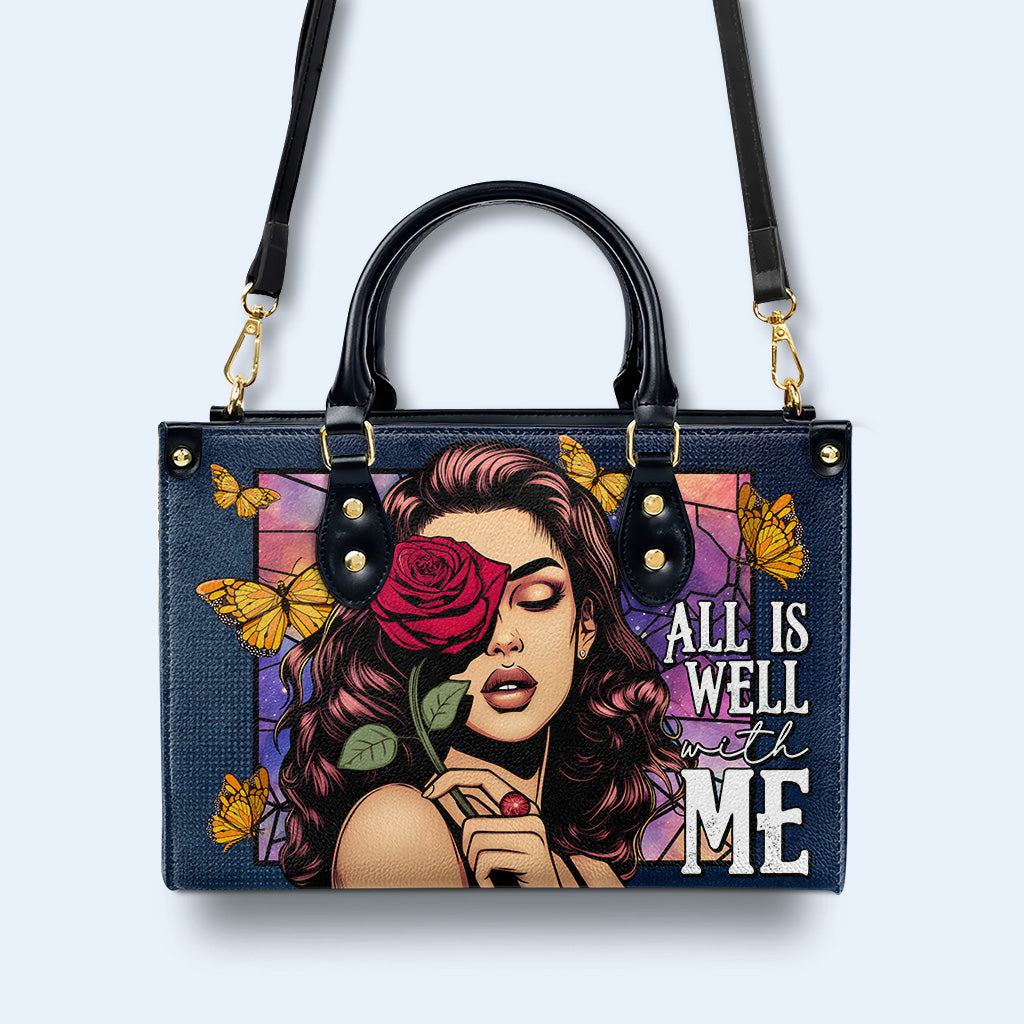 All Is Well With Me - Personalized Custom Leather Handbag - DB63