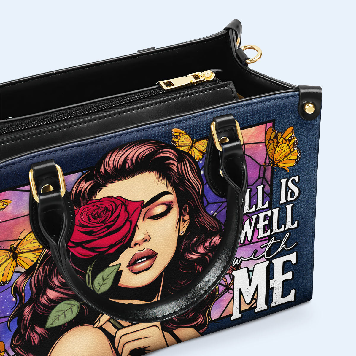 All Is Well With Me - Personalized Custom Leather Handbag - DB63