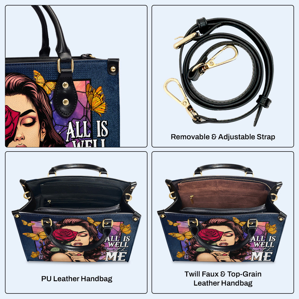 All Is Well With Me - Personalized Custom Leather Handbag - DB63