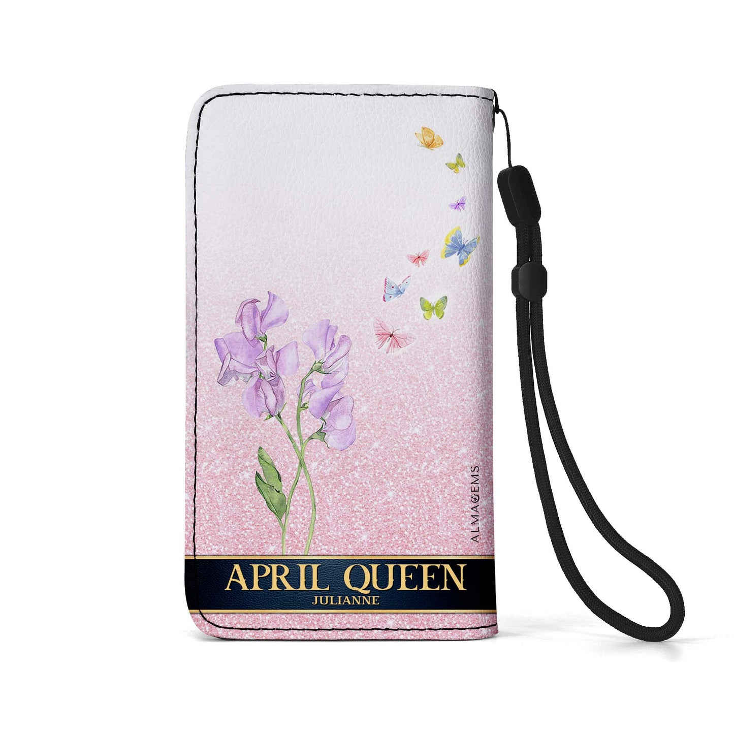 Birth Month Flower - Personalized Custom Phone Leather Wallet - DG030_PW