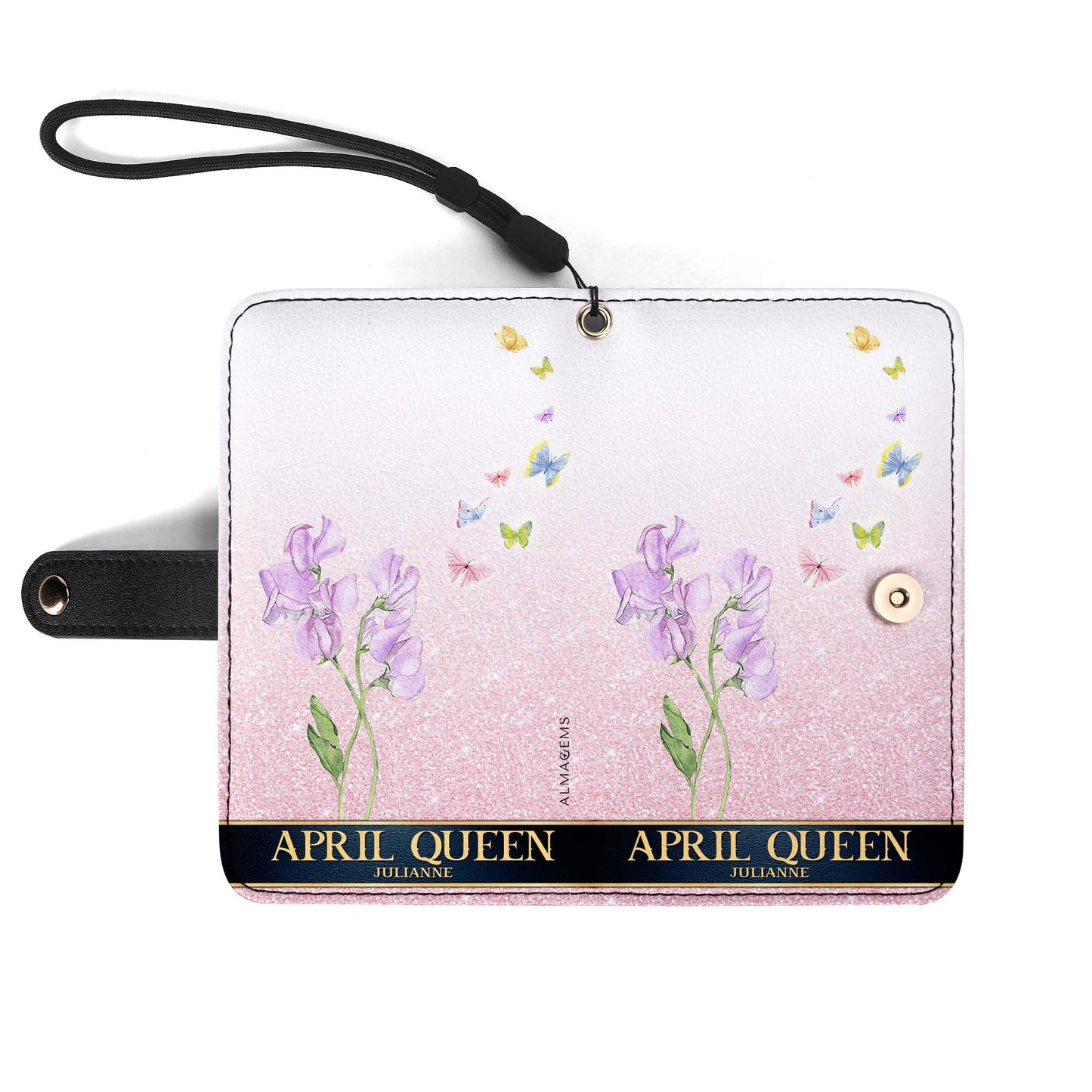 Birth Month Flower - Personalized Custom Phone Leather Wallet - DG030_PW