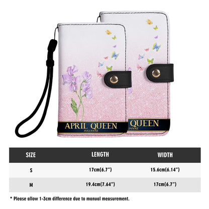 Birth Month Flower - Personalized Custom Phone Leather Wallet - DG030_PW