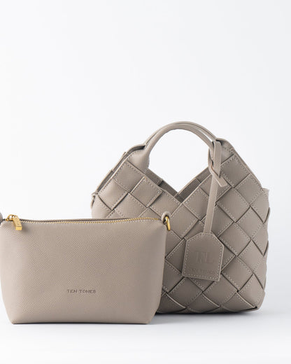 Clementine Woven Mini Tote Bag Desert Beige