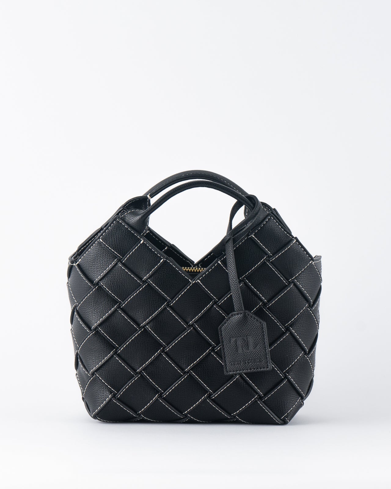 Clementine Woven Mini Tote Bag Black