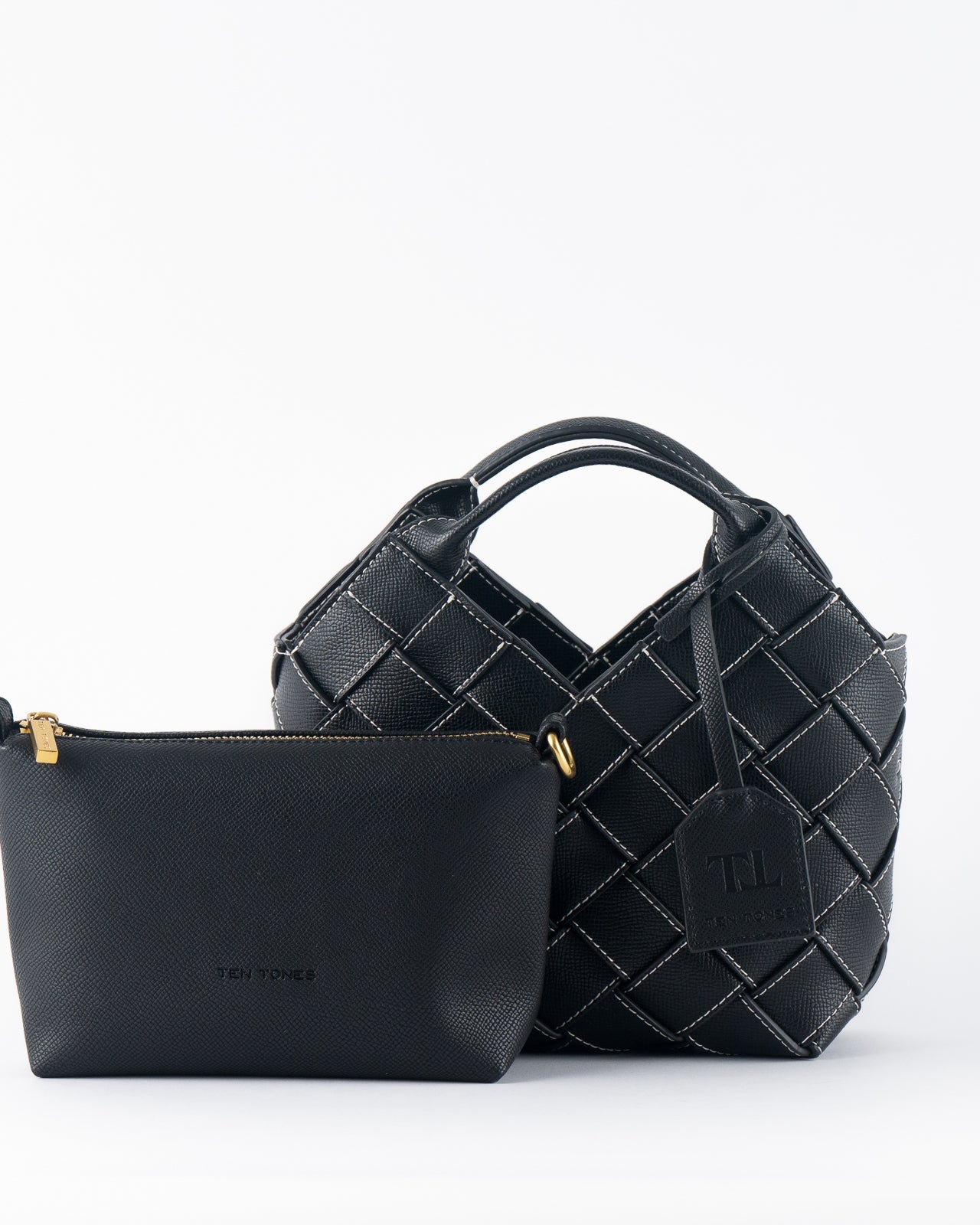 Clementine Woven Mini Tote Bag Black