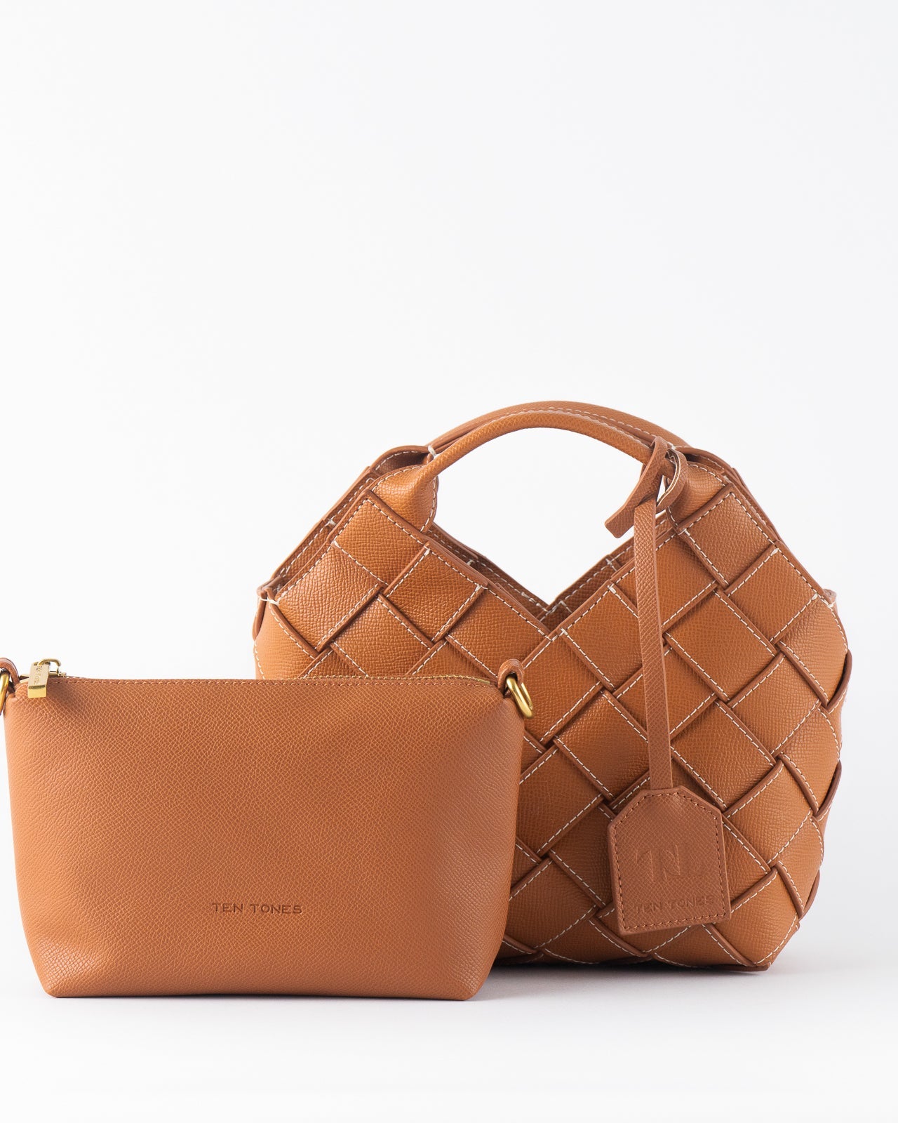 Clementine Woven Mini Tote Bag Tan