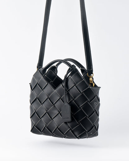 Clementine Woven Mini Tote Bag Black