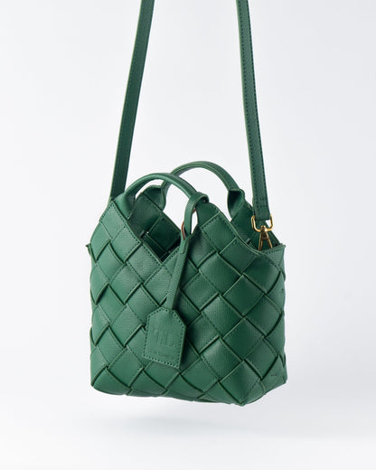 Clementine Woven Mini Tote Bag Forest Green