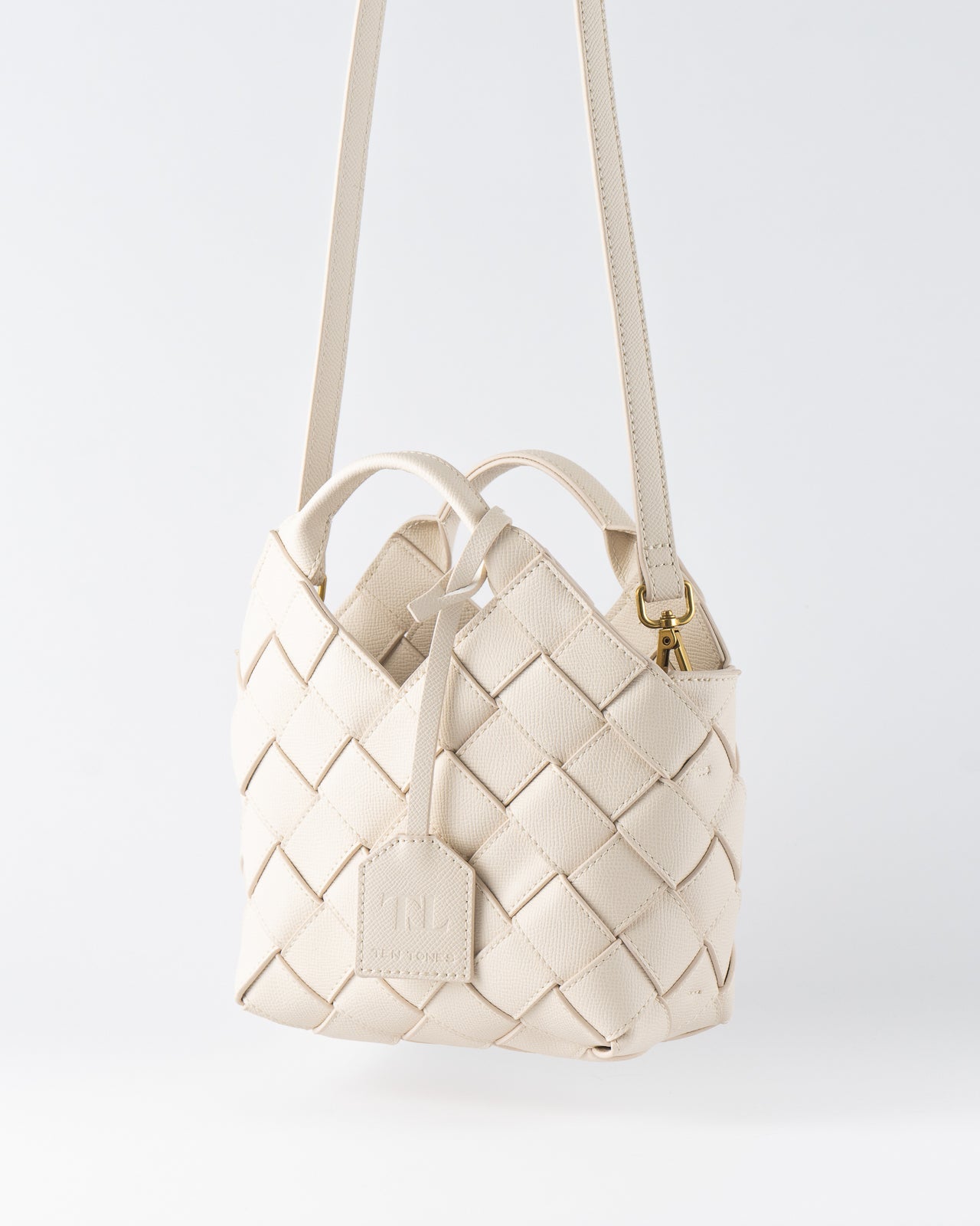 Clementine Woven Mini Tote Bag Bone White