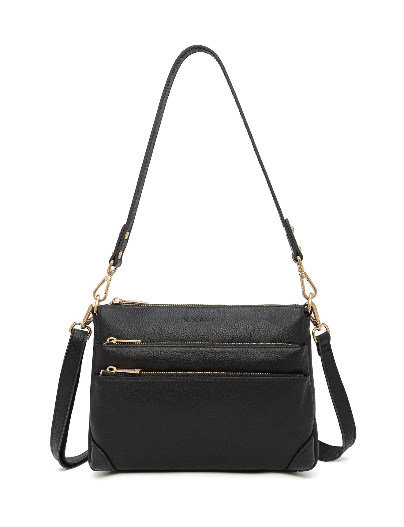 FAITH LEATHER CROSS BODY BAG- E1-0749-BLK