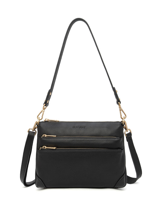 FAITH LEATHER CROSS BODY BAG- E1-0749-BLK