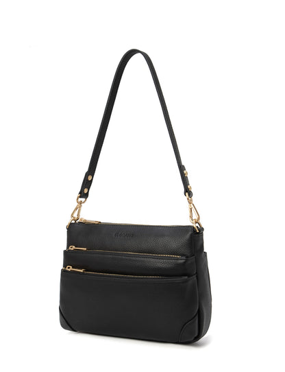 FAITH LEATHER CROSS BODY BAG- E1-0749-BLK