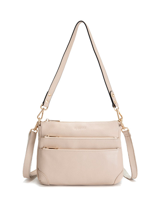 FAITH LEATHER CROSS BODY BAG- E1-0749-IVORY- NEW IN