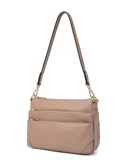 FAITH LEATHER CROSS BODY BAG- E1-0749-MACCHIATO