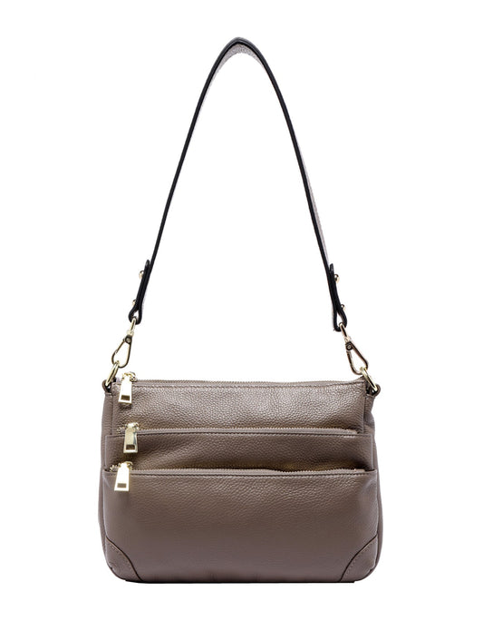 FAITH LEATHER CROSS BODY BAG- MUSH